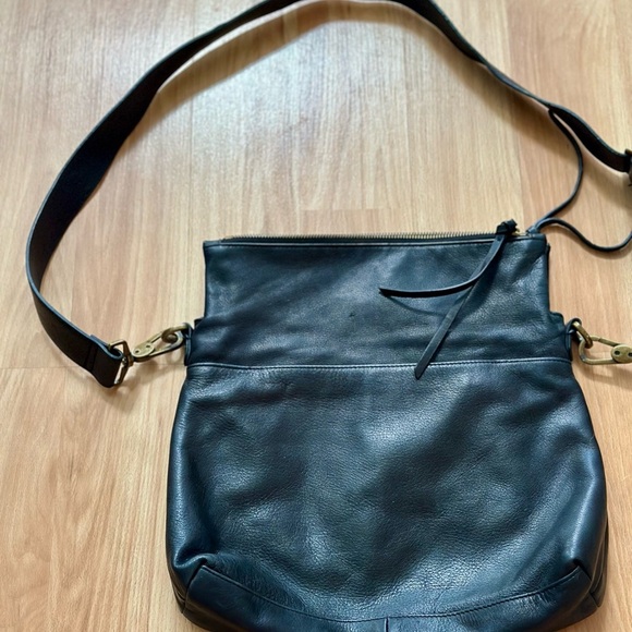 Margot Black Leather Fold Over Crossbody - Picture 2 of 4
